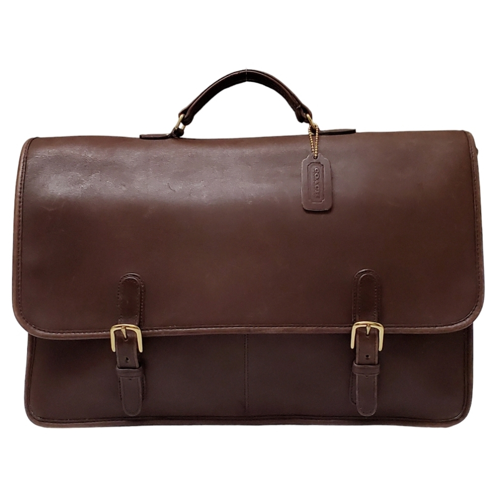 COACH Vintage Full Grain Leather Briefcase in Milk Chocolate Brown #103-2132